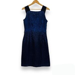 Walter Navy Shimmer Crinkle Sheath Cocktail Dress Women's 6 Ombré Iridescent